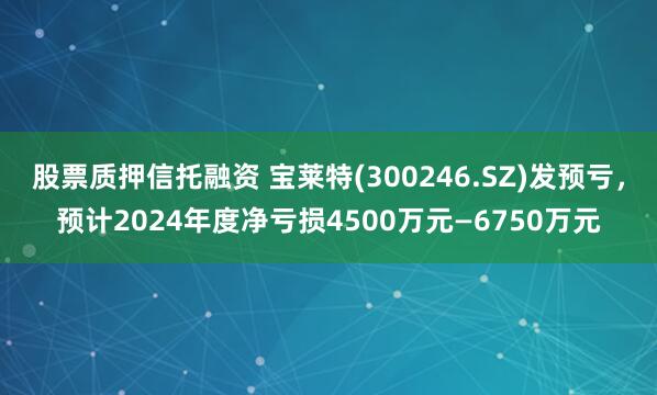 股票质押信托融资 宝莱特(300246.SZ)发预亏，预计2024年度净亏损4500万元—6750万元